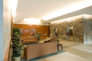 Inside the lobby of Hollings Cancer Center