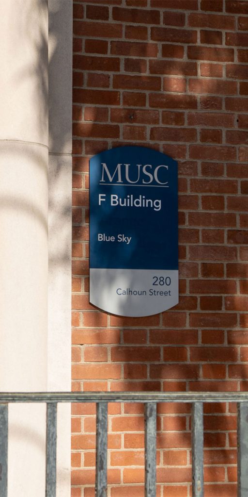 Entrance photo of MUSC Building F, where the Blue Sky Labs are located