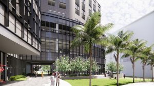 Interior courtyard view of the future MUSC College of Medicine