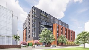Campus entry of the future MUSC College of Medicine from Bee Street